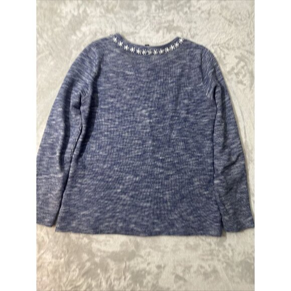 Women’s J.crew Sweater Blue Rhinestone Neckline Size Small - Picture 3 of 16